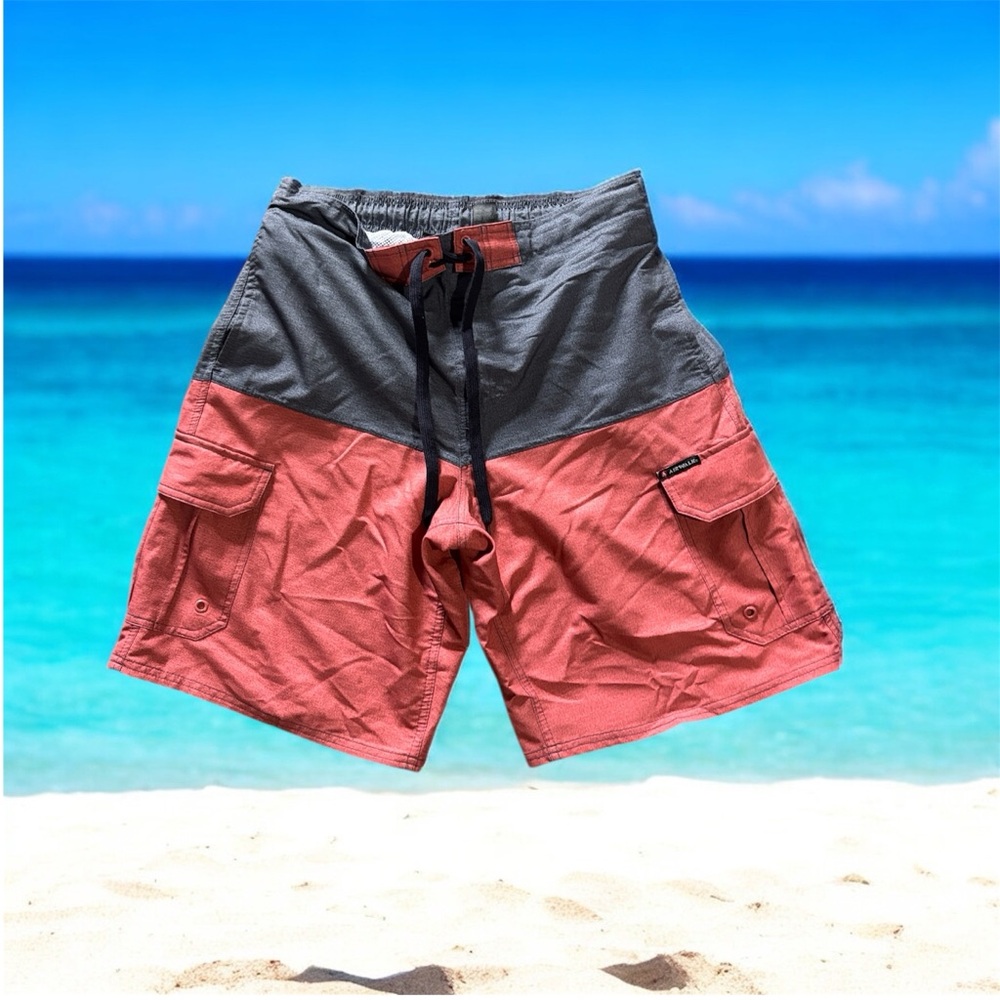 Airwalk red and grey board shorts
